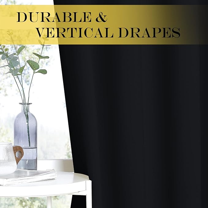 NICETOWN Blackout Black Curtain & Drape 90 inches Long - Image 5