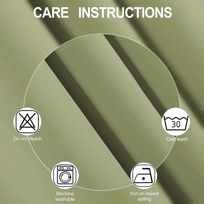 Blackout Curtains 52 x 84 inches Long Sage Green Curtains Set of 2 Panels - Image 4