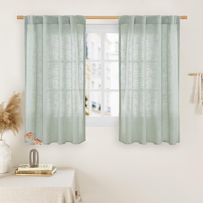 54 Inch Semi Sheer Window Linen Curtains, Light Filtering Panels | Linen by LAMIT
