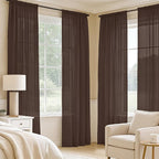 MIULEE Chocolate Sheer Curtains 84 Inches Long 4 Panels 42 x 84 Inches | Light - Image 2