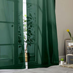 Hunter Green Sheer Curtains for Bedroom Living Room 96 Inches Long 2 Panels - Image 9