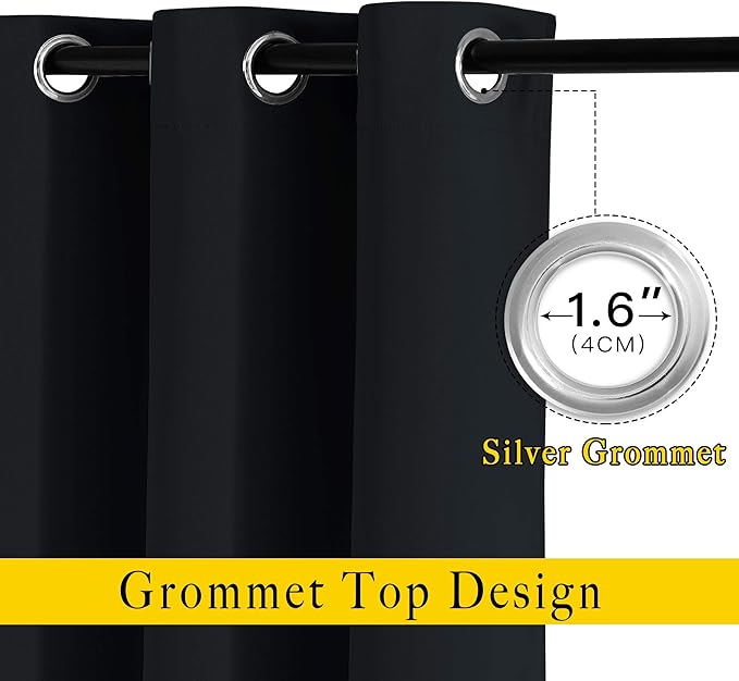 NICETOWN Black Out Curtains 102 inches Long, Grommet Thermal Insulated Solid - Image 2