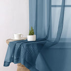 Dusty Blue Sheer Curtains 96 Inches Long 2 Panels, Light Filtering Breathable - Image 4
