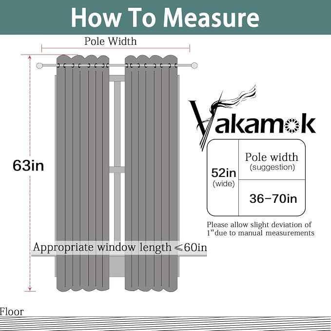 Yakamok Aqua 100% Blackout Curtains 63 Inches Long - Image 8