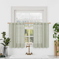 Sage Grey Linen Kitchen Curtains 30 Inch Length by LAMIT