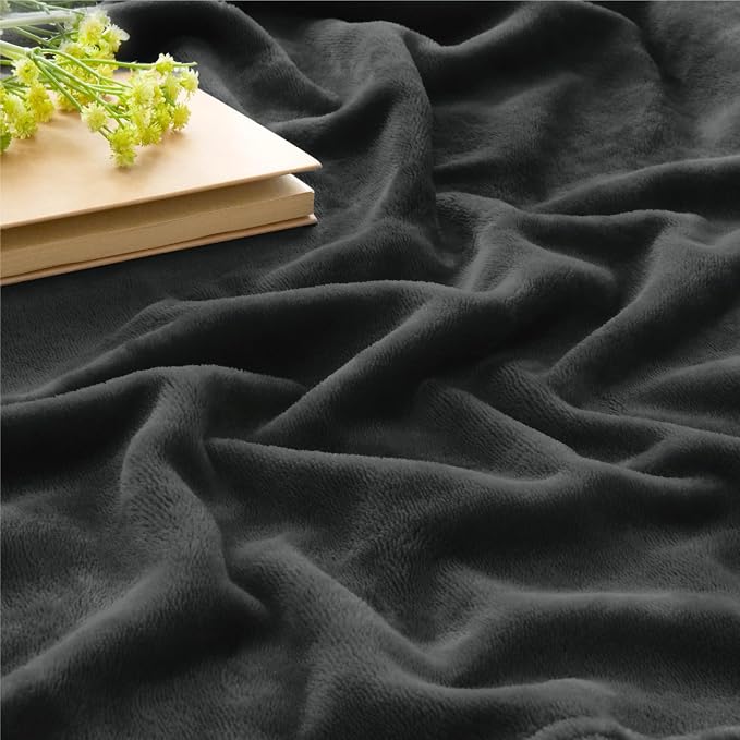 BEDELITE Fleece Blanket Soft Plush Queen Bed Blanket Charcoal Grey 90"x90" | - Image 4