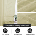 SpaceDresser Check Sheer Curtains 54 Inches 2 Panels Set, Rod Pocket Plaid - Image 5