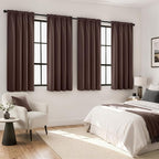 MIULEE 4 Panel Set Short Bedroom Blackout Curtains 54 Inch Long Dark Brown | - Image 2