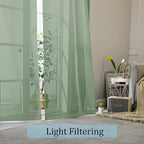 Sheer Curtains Sage Green, Light Filtering - Image 4