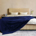 Fleece Plush Throw Blanket Navy Blue 90"x90"for Couch Fuzzy Cozy Flannel | by JIAHANNHA