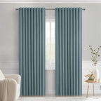 MIULEE Greyish Blue Back Tab Blackout Curtains 52x84 Inch Length 2 Panels | Rod by MIULEE