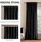 MIULEE Black Velvet Curtains 52x96 inches 2 Panels Luxury Blackout Curtains | - Image 2