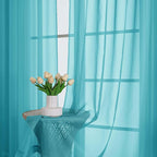 Extra Long Turquoise Sheer Curtains 96 Inches Long 2 Panels Set, Soft - Image 6