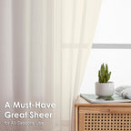 Cream Sheer Curtains 96 Inches Long 2 Panels - Image 3