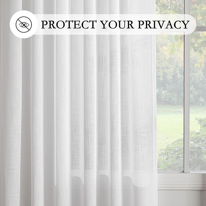 MYSKY HOME White Sheer Curtains 63 inch Length - Image 6