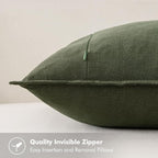 MIULEE Decorative Linen Euro Sham Pillow Covers 26x26 Dark Olive Green | Boho - Image 3