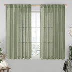 Sage Green Linen Curtains 54 Inch Length 2 Panels, 52 x 54 Inch | Light by LAMIT