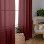 Chyhomenyc Burgundy Sheer Curtains 84 Inches Long 2 Panels | Light Filtering - Image 5