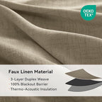 100% Blackout Linen Textured Curtains 84 Inch Long, Plaza Taupe | 100% Blackout - Image 4