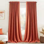 MIULEE Fall Burnt Orange Back Tab Blackout Curtains 52"x108" Length 2 Panel | by MIULEE