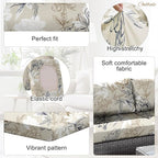 CALBODE 14Pcs Outdoor Stretch Cushion Covers, Waterproof Outdoor Chair Floral - Image 3