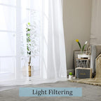 White Sheer Curtains 72 Inches Long 2 Panels, Transparent Voile Sheer White - Image 2