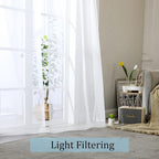 White Sheer Curtains 68 Inch Length 2 Panels Set - Image 3