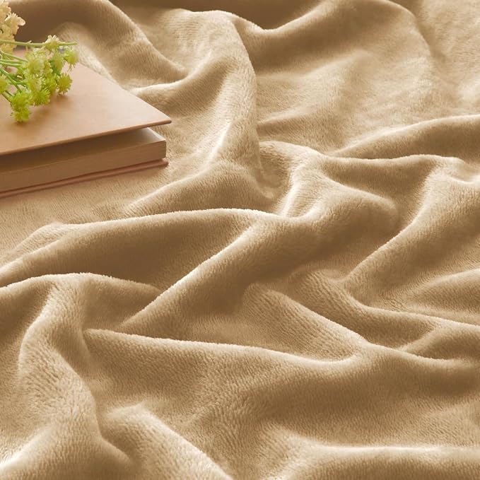 BEDELITE Fleece Blanket Soft Plush King Bed Blanket Light Camel 108"x90" | - Image 5