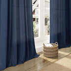 Denim Blue Linen Curtains 102 Inches Long Rod Pocket Back Tab Drapes 2 Panels - Image 6