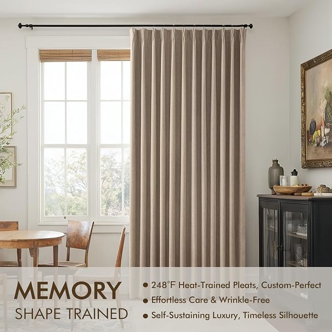 MIULEE Copper Brown Pinch Pleated 100% Blackout Linen Curtains 40x84 Inches | - Image 3