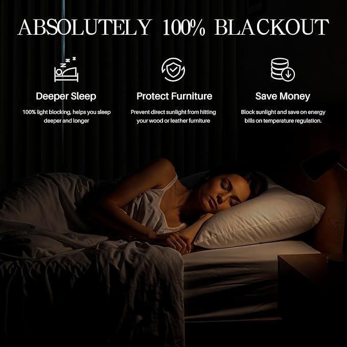 Pinch Pleated Linen Curtains 100% Blackout 108 Inches Long - Image 2