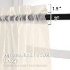 Cream Sheer Curtains 54 Inches Long 2 Panels - Image 2