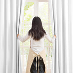 Pleated White Curtains 63 Inches Long, Half Blackout Room Darkening Short - Image 3