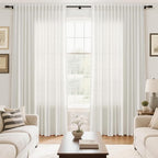 Extra Wide Beige White Curtains - Image 6