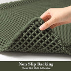 RESARE Waffle Bathroom Runner Rugs, Non Slip Boho Bath Mat 24"x72" Green | Long - Image 4