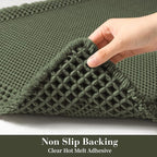 RESARE Waffle Bathroom Runner Rugs, Non Slip Boho Bath Mat 24"x48" Green | Long - Image 4
