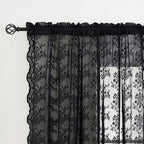 YJ YANJUN Vintage Lace Curtains 96 Inches Long Victorian Floral Gothic Black - Image 2