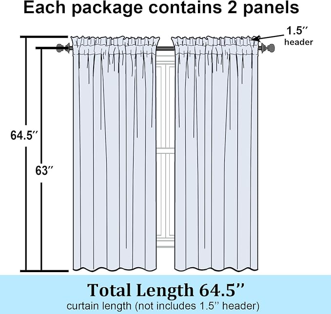 Simplebrand Lemon Sheer Curtains 63 Inch Length 2 Panels, Rod Pocket Solid - Image 8