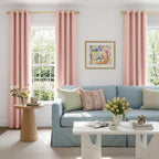 100% Blackout Linen Textured Curtains 72 Inch Long, Blush Pink | 100% Blackout - Image 5