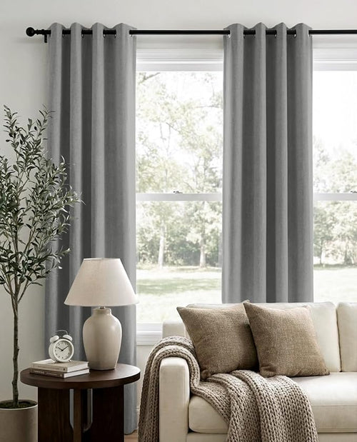 100% Blackout Linen Textured Curtains 90 Inch Long, Light Blocking, Thermal - Image 2