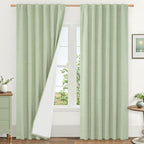 Light Green 100% Blackout Linen Curtains by LAMIT