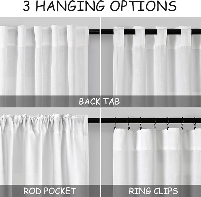 White Linen Curtains 84 inches Long - Image 4