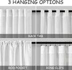White Semi Sheer Linen Curtains 92 inch Length - Image 3