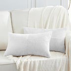 Fancy Homi 2 Packs White Lumbar Decorative Throw Pillow Covers 12x20 Inch by Fancy+Homi