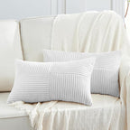 Fancy Homi 2 Packs White Lumbar Decorative Throw Pillow Covers 20x28 Inch by Fancy+Homi