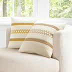 MIULEE Set of 2 Mustard Yellow Boho Decorative Pillow Covers 16x16 Inch | Fall - Image 3