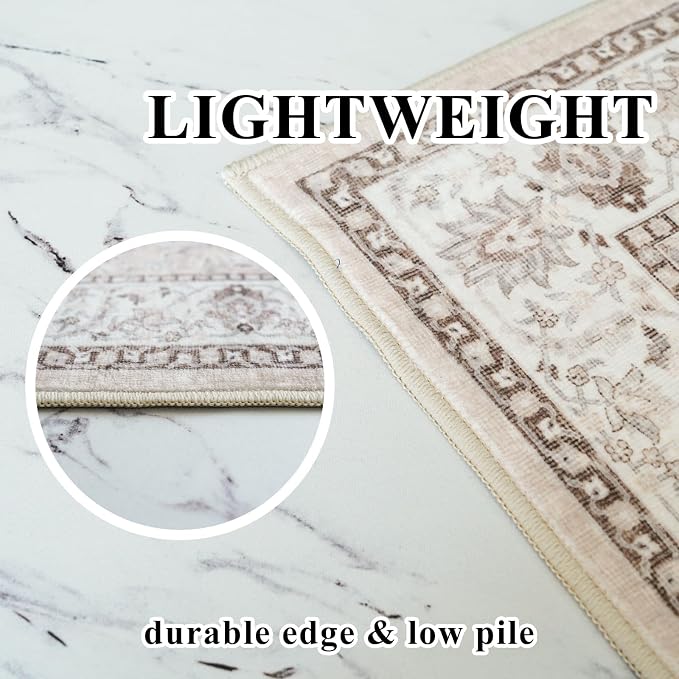 Washable 3x8 Kitchen Runner Rug: Indoor Oriental Hallway Carpet Low-Pile Stain - Image 6