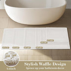 RESARE Waffle Bath Mat for Bathroom, Non Slip Bathroom Rugs 17"x24" White | - Image 5