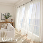 MIULEE Ivory Sheer Curtains 84 Inches Long 4 Panels 54 x 84 Inches | Light - Image 4