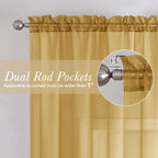 Gold Sheer Curtains for Bedroom 84 Inches Long 2 Pcs, Light Filtering Airy - Image 6